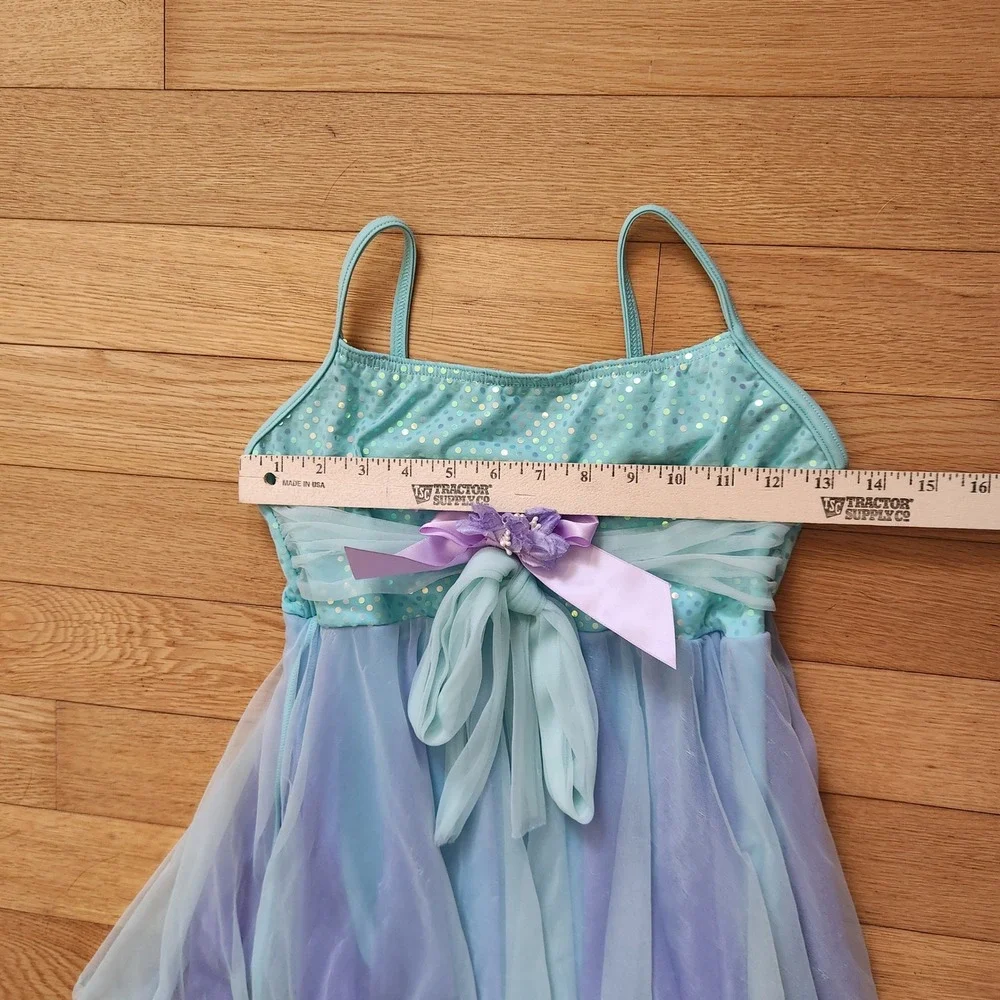 Weissman Kids XLC Teal Blue Purple Sequin Lyrical Dance Costume Dress 5447